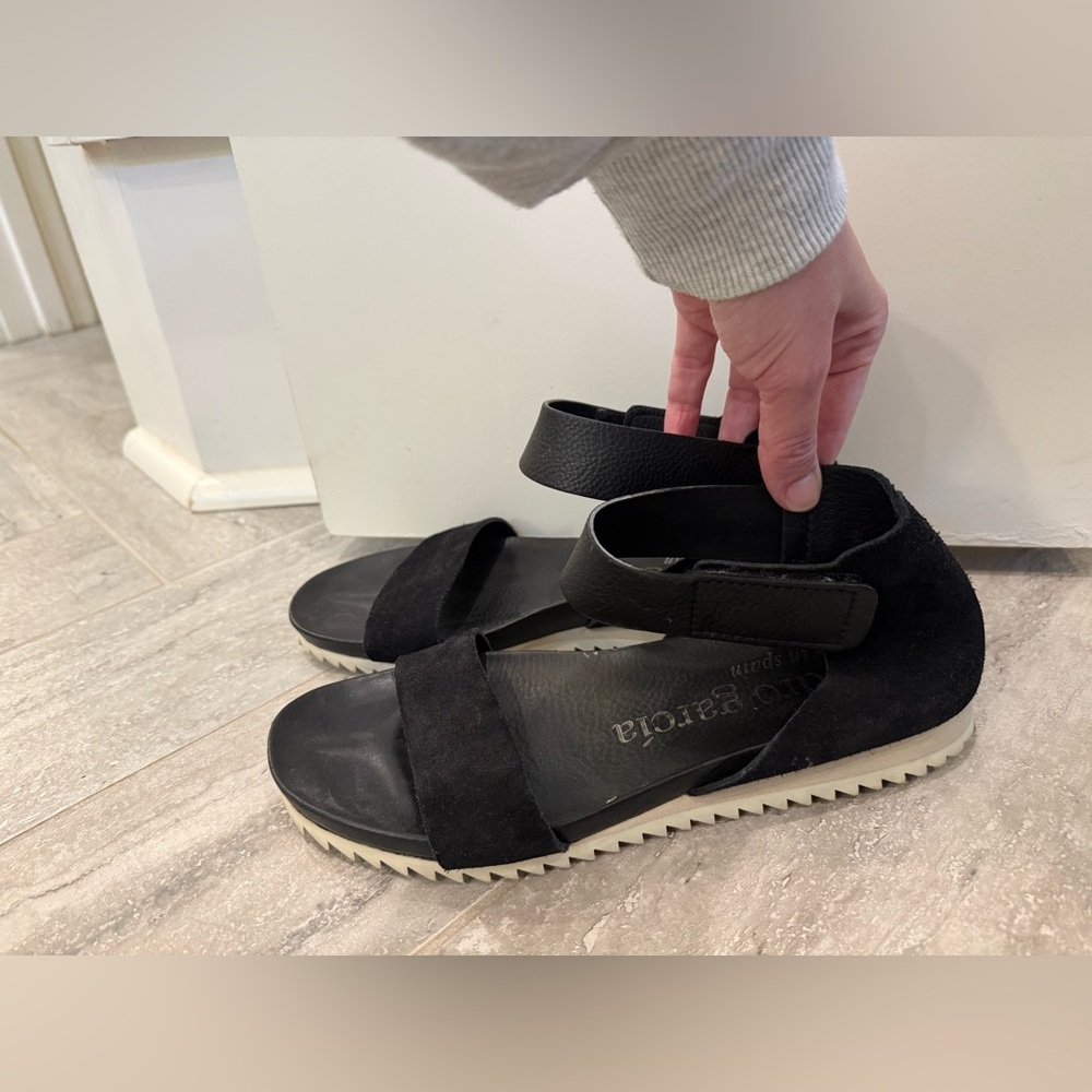 Pedro Garcia Black Platform Ankle-Strap Sandals